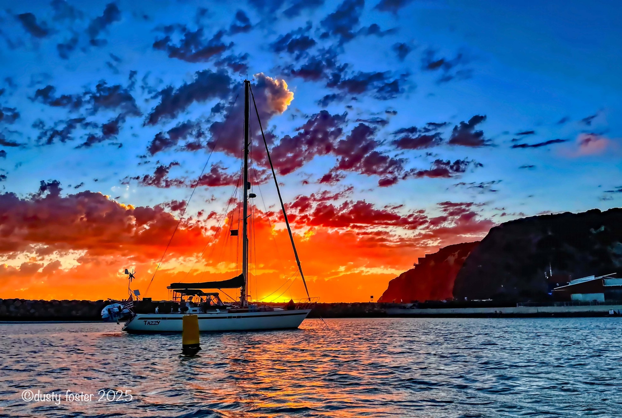 Returning to Harbor with sunscape